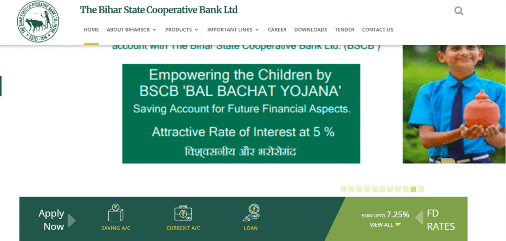 Bihar State Co-operative Bank official website homepage